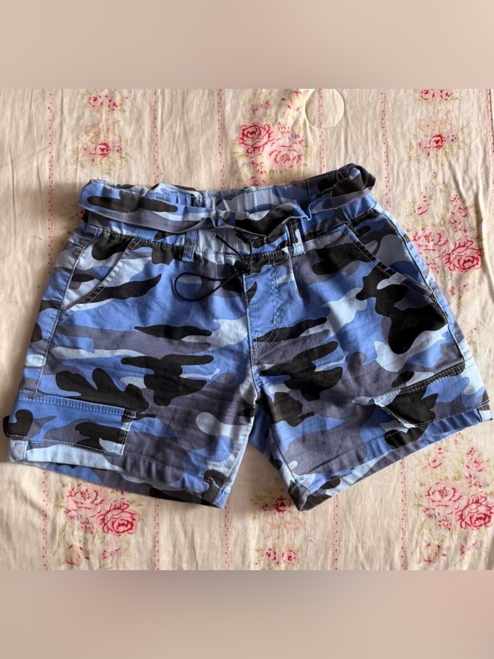 Blue Camo Women’s Casual Drawstring Shorts
